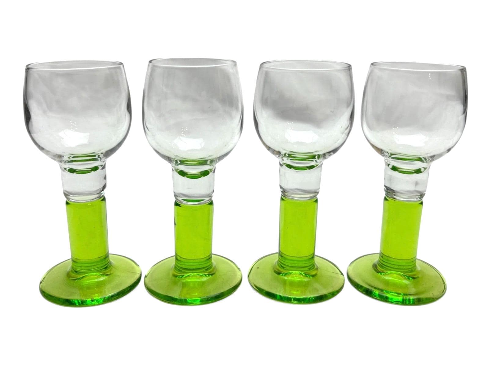 Set of 4 vintage bormioli rocco limoncino stemmed goblets mid century glasses