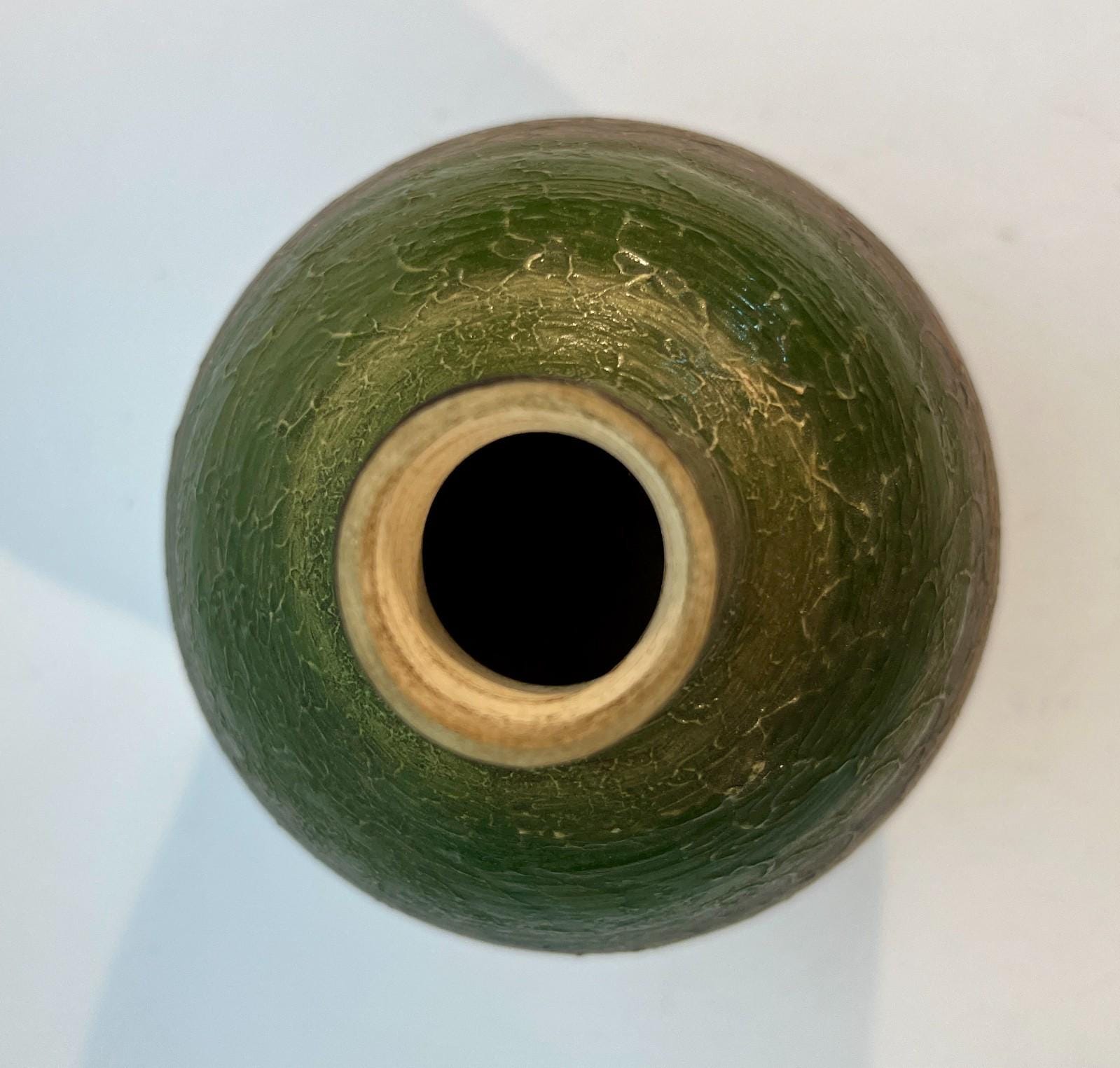 Vintage Langdale Pottery Vase Studio Art Pottery Mid Century Geometric Leaf