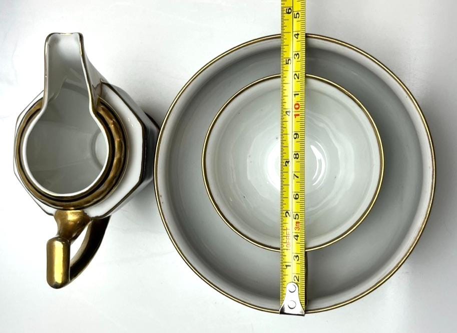 Vintage Black, White & Gold Porcelain Coffee Set Art Deco Style 7-Piece Czech