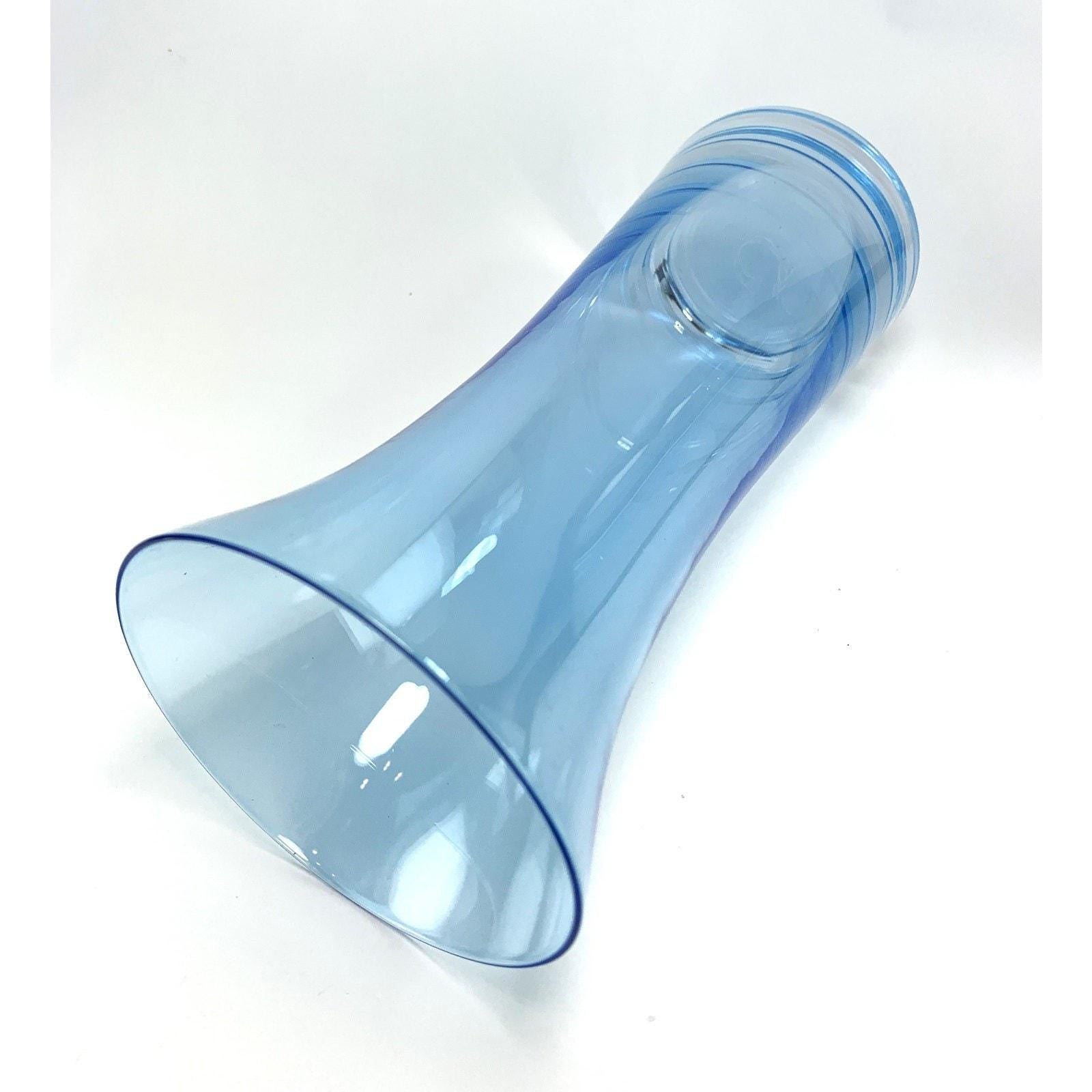 Vintage Bohemia Fontana Crystal Vase: Pale Blue Czech Art Glass