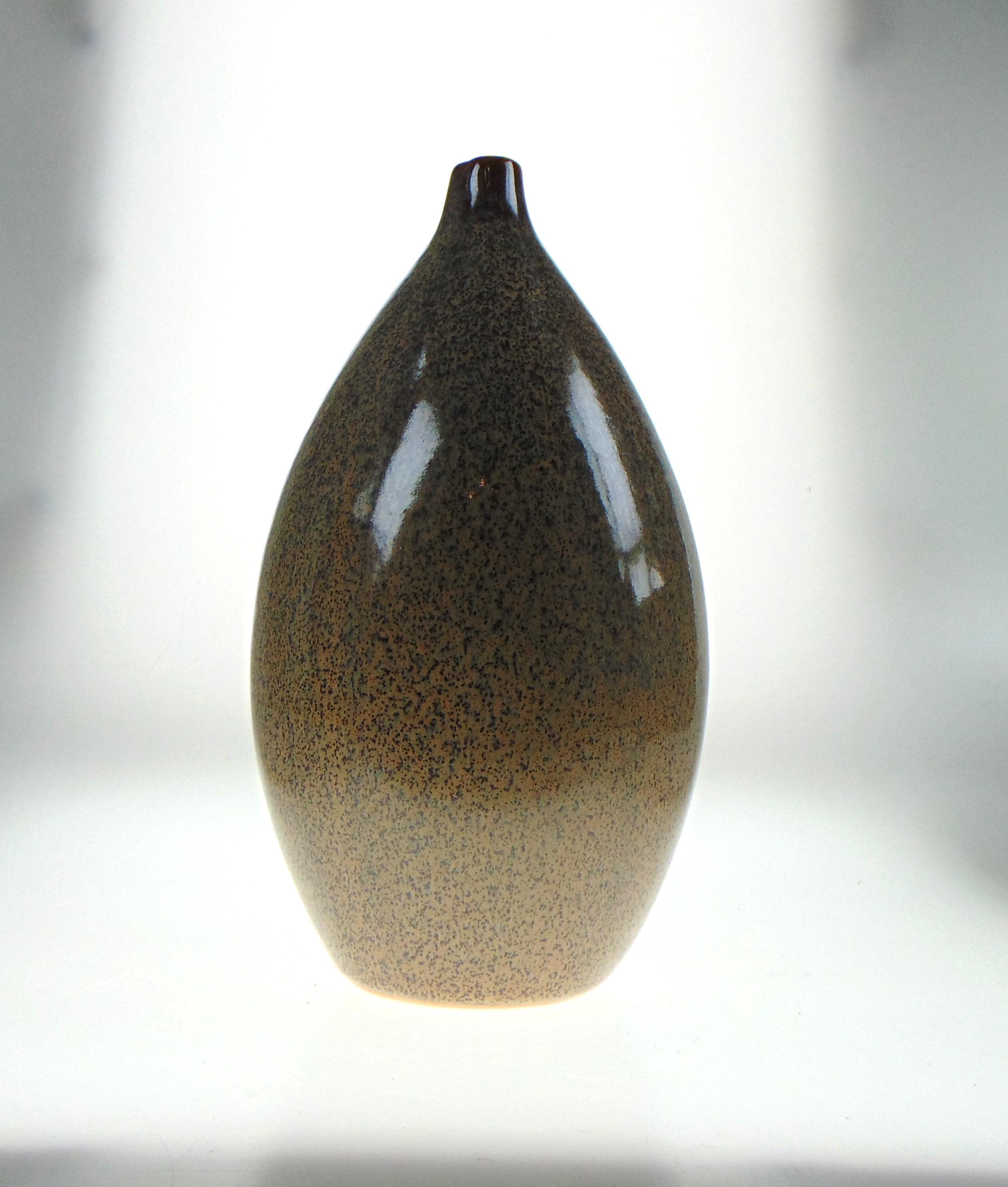 1970s Studio Art Pottery Bud Vase: Speckled Retro Decor