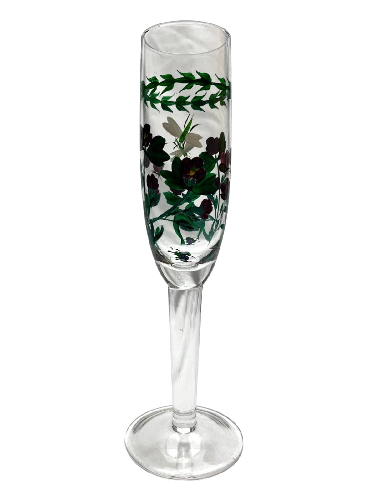 Set of 4 hand‑painted decorative champagne glasses – floral enamel art glassware 22cm. Champagne flutes