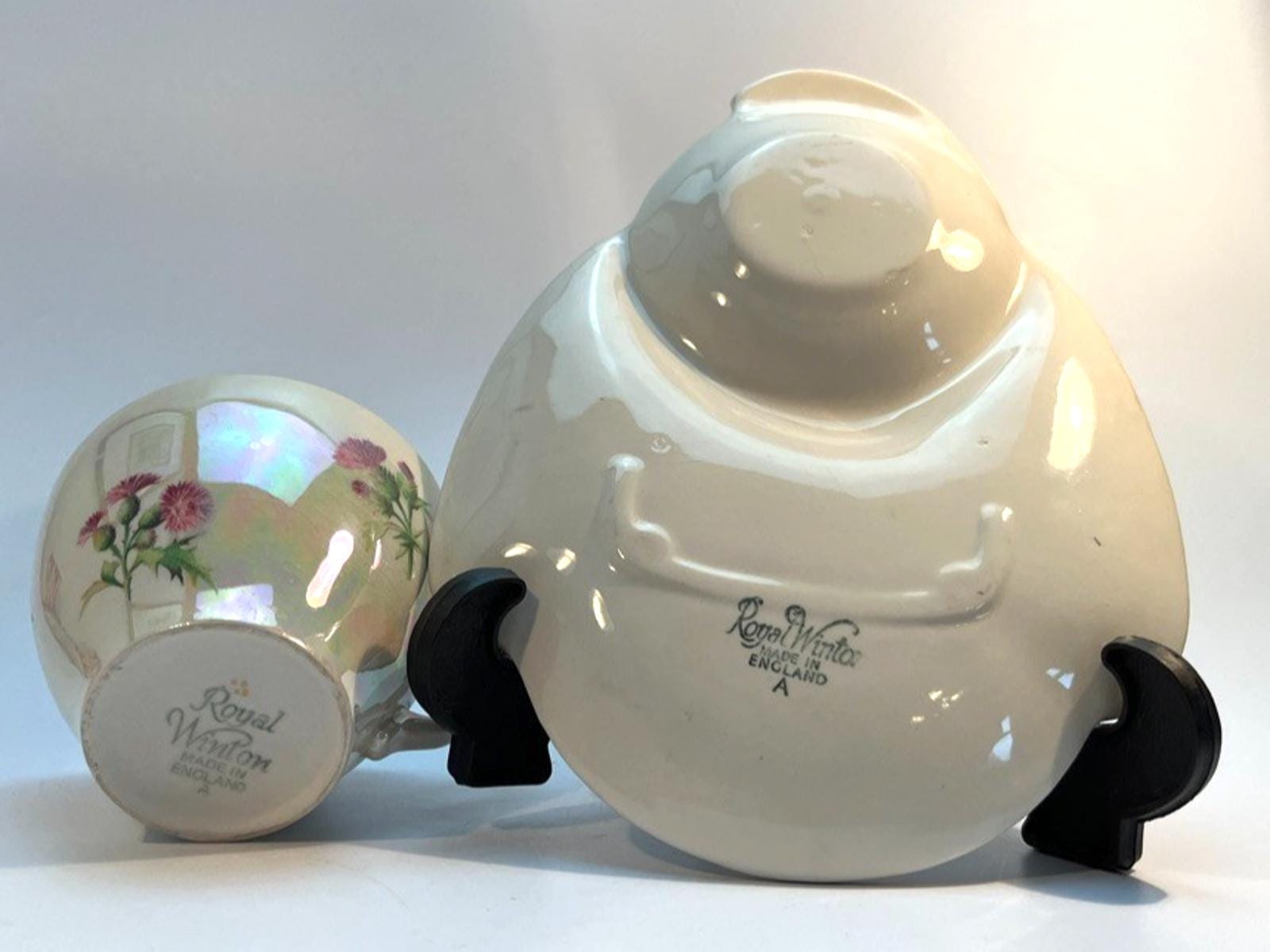Vintage Royal Winton Thistle Lustreware Snack Set: English Pottery Tennis Set