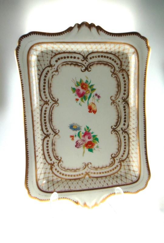 Antique Serving Plate with Gold & Pink Floral Detailing