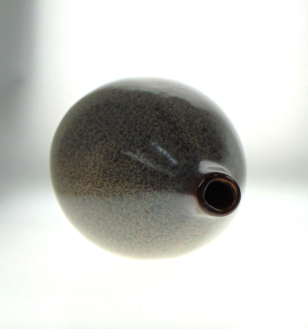 1970s Studio Art Pottery Bud Vase: Speckled Retro Decor