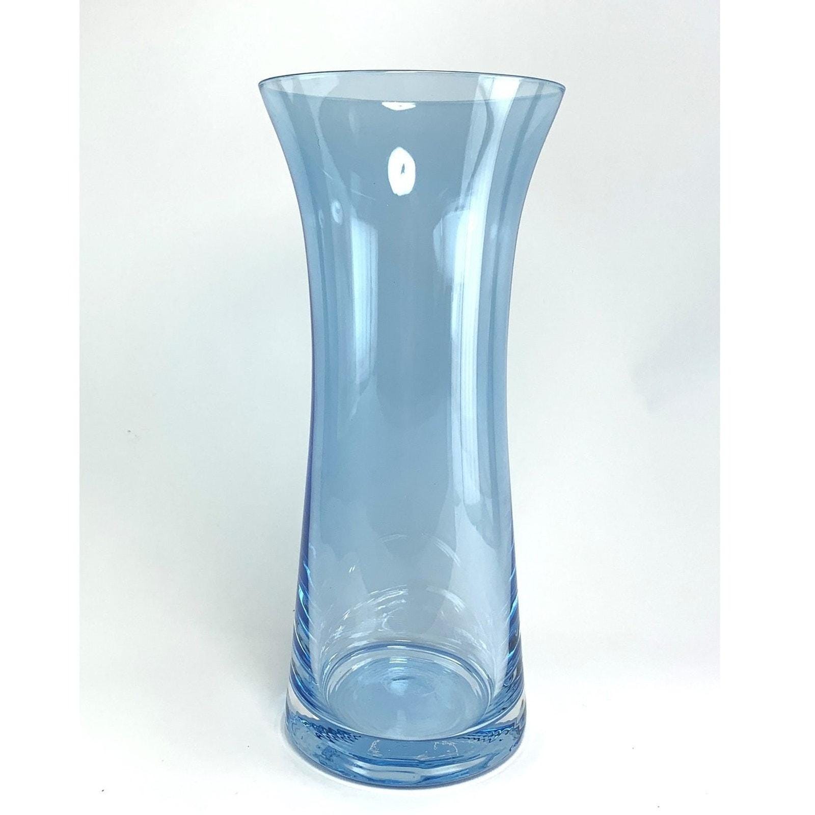 Vintage Bohemia Fontana Crystal Vase: Pale Blue Czech Art Glass