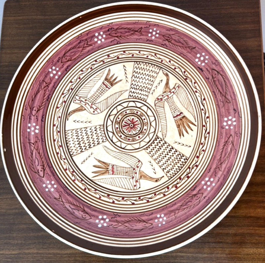 Hand Painted Greek Pottery Plate: 29cm Wall Hanging, Athens Art