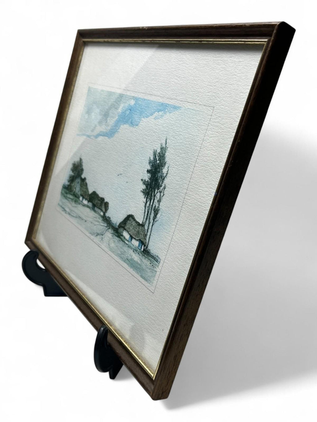 Framed Etching “In de Kempen” by Dirk Baksteen (1886–1971) Thatched Cottage