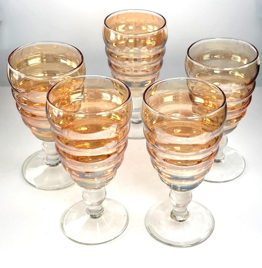 1960s Lustreware Glasses Carnival Glass Drinking Glasses. Mid Century Barware