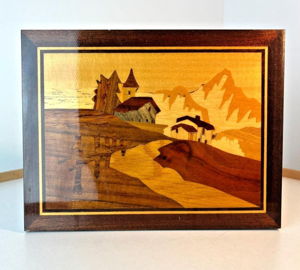 Mid Century Inlaid Wood Picture by G Frusico Sorrento Italian Artwork