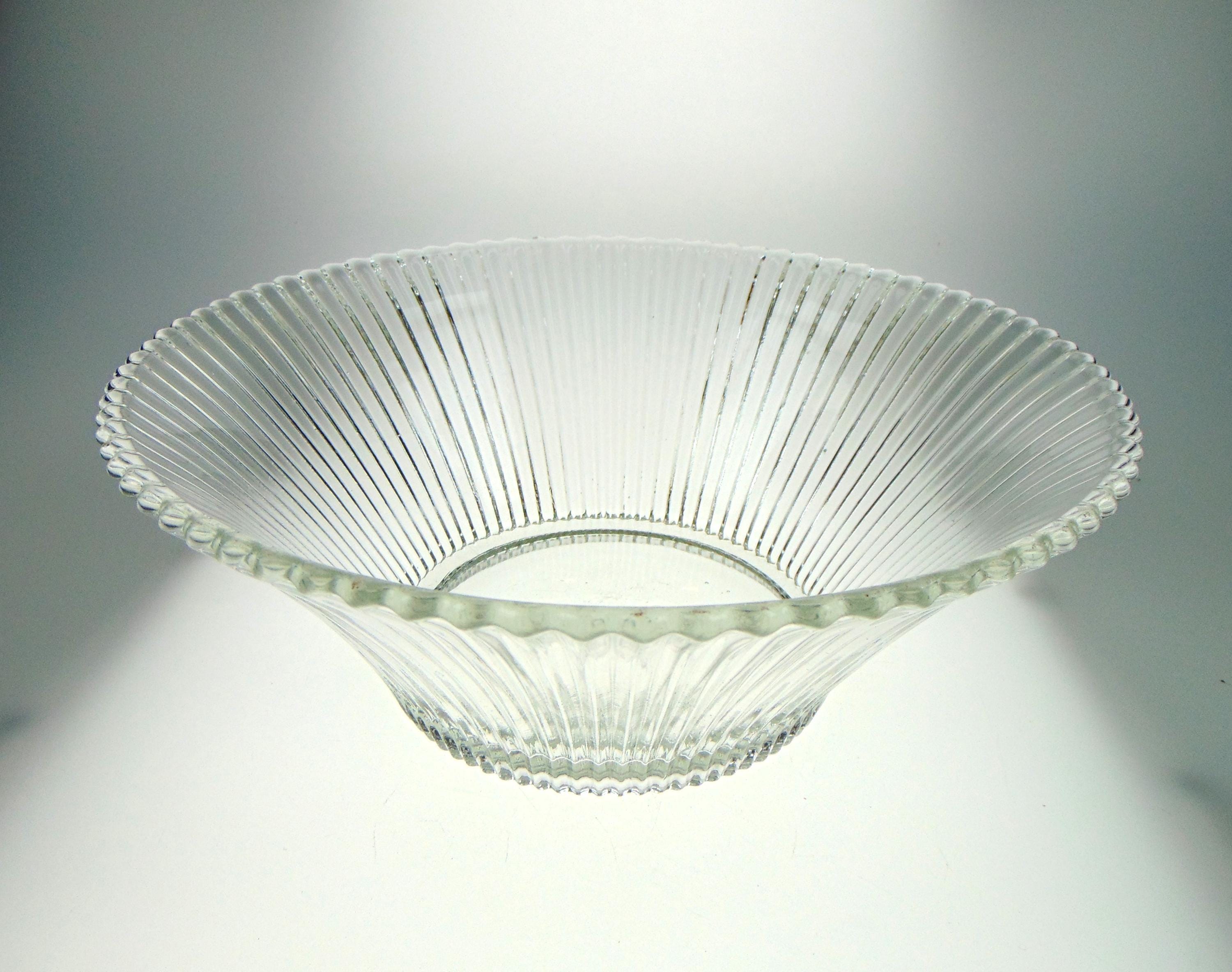 Vintage Salad Bowl or Decorative Bowl in Clear Pressed Glass