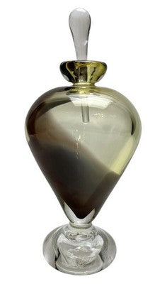 Signed Studio Art Glass Perfume Bottle Smoky Amber & Purple Hand Blown Glass