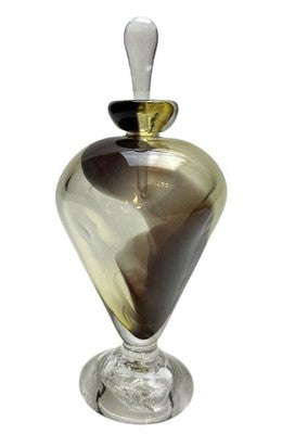 Signed Studio Art Glass Perfume Bottle Smoky Amber & Purple Hand Blown Glass
