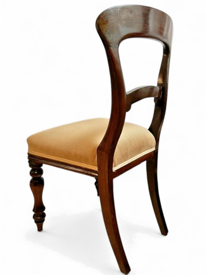 Pair or Single Antique Victorian Balloon Back Chair Mahogany Upholstered Seat