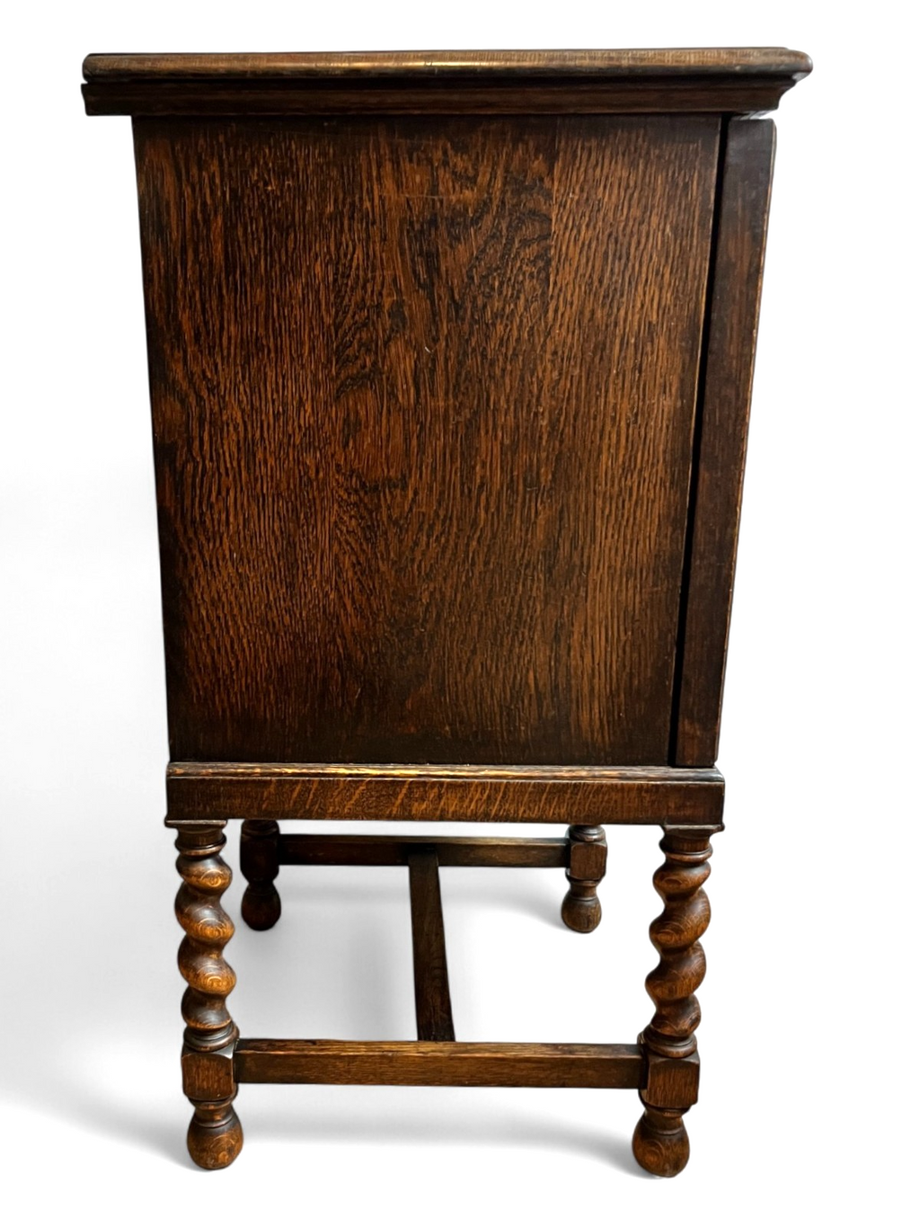 Antique Oak Cabinet with Barley Twist Legs Early 20th Century Bedside Cabinet