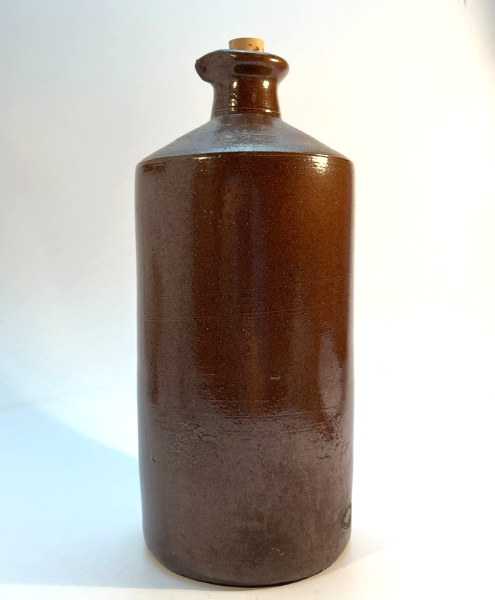 Antique Bourne Denby Salt Glazed Stoneware Flagon Bottle Jug with Cork