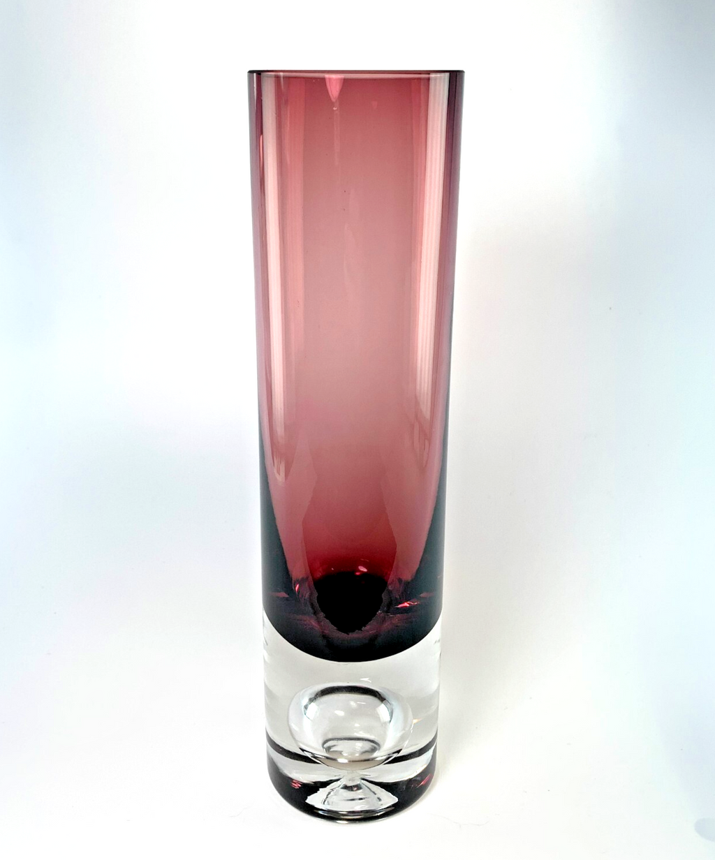 1-2 Bo Borgström for Åseda Amethyst Glass Vase Mid Century Swedish Bubble Vase