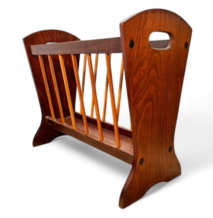Vintage Wooden Magazine Rack ā Mid Century Retro Spindle Storage Holder 1960sā70