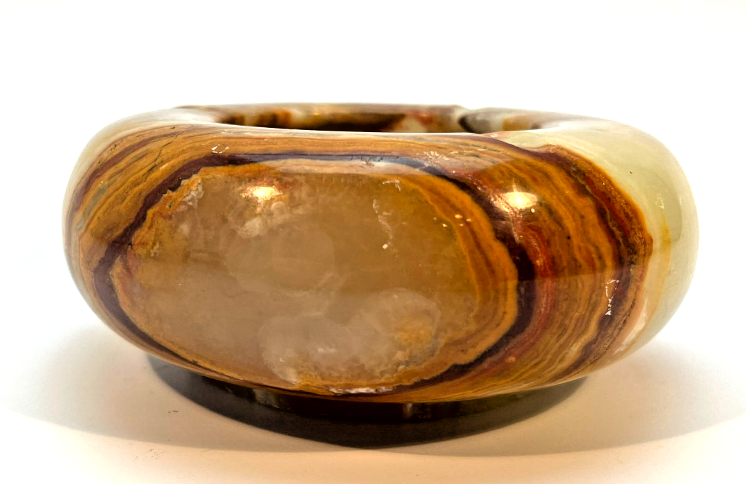 Vintage Green Onyx Ashtray, Alabaster Ashtray, Tobacciana, Decorative Bowl