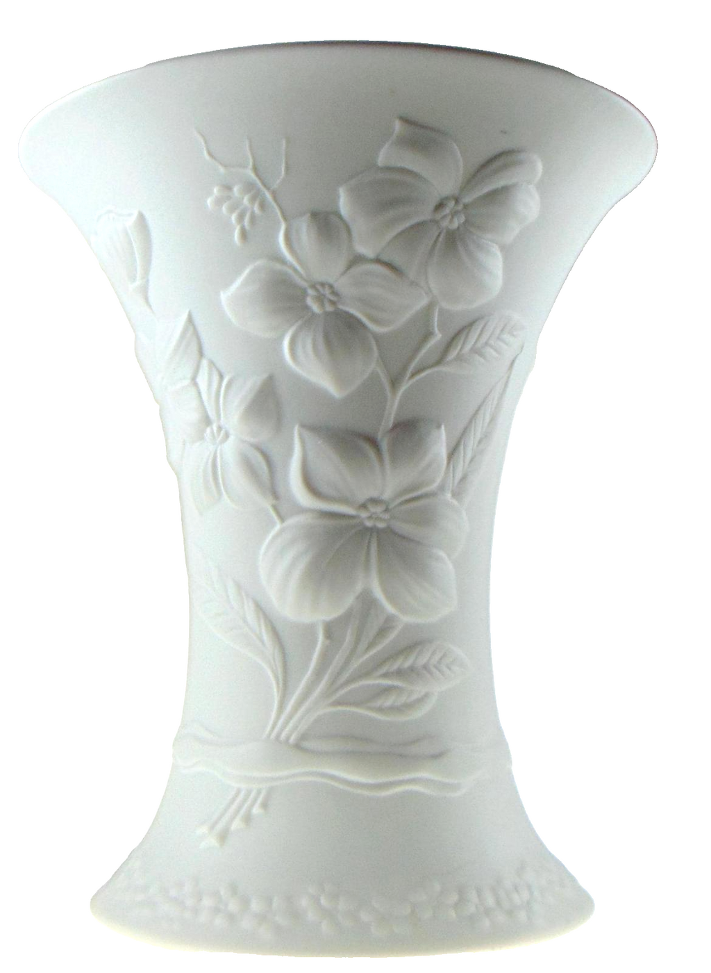 Vintage AK Kaiser Bisque Porcelain Vase Germany Floral Relief 21cm