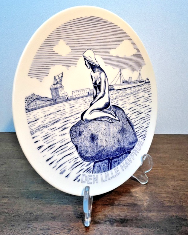 Vintage Svane Denmark Porcelain Plate Little Mermaid Copenhagen Collectable