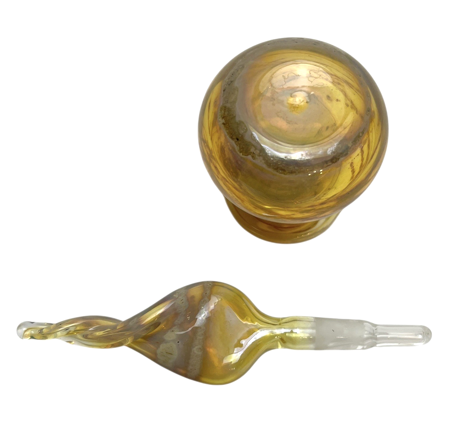 Vintage Amber Art Glass Perfume Bottle with Twisted Flame Stopper Hand Blown