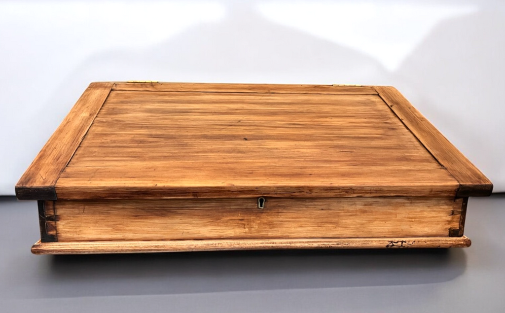 Antique Victorian Wooden Writing Slope Desk with Compartments 67×51×26cm