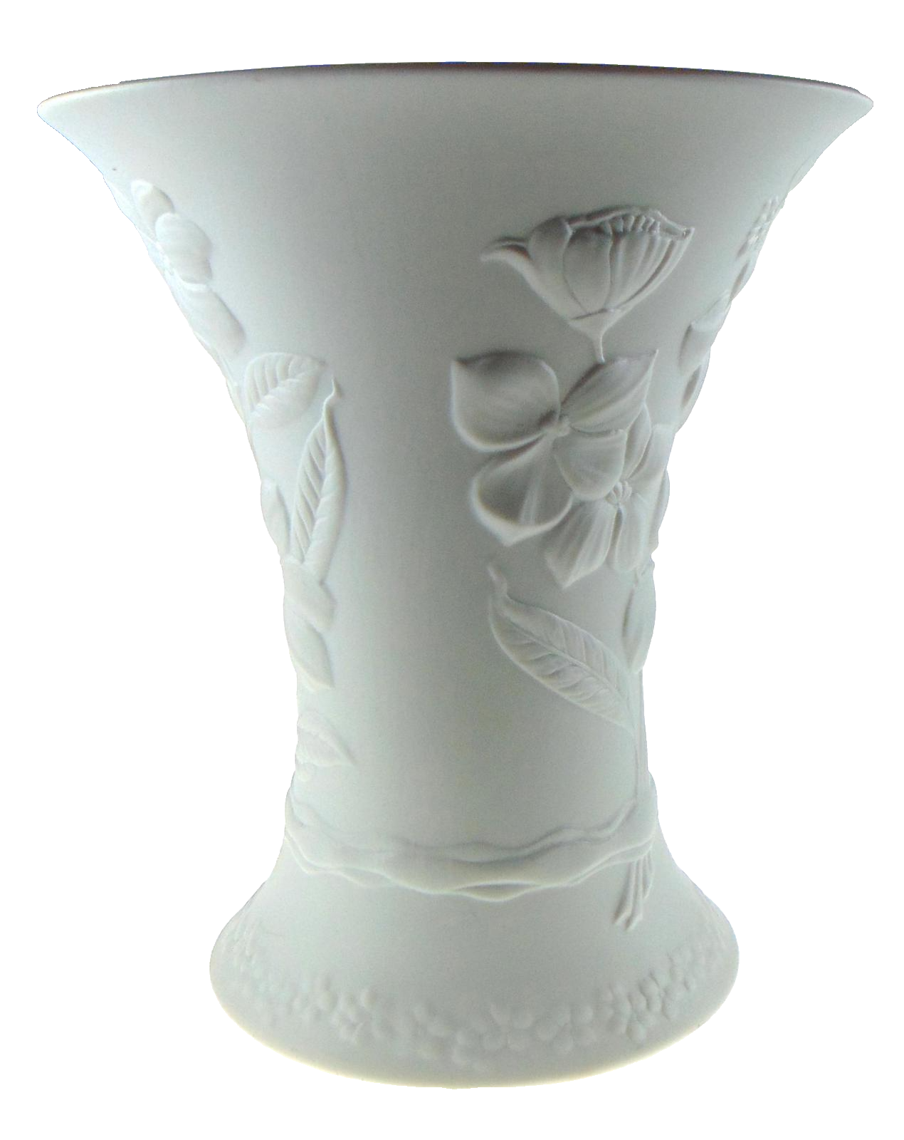 Vintage AK Kaiser Bisque Porcelain Vase Germany Floral Relief 21cm