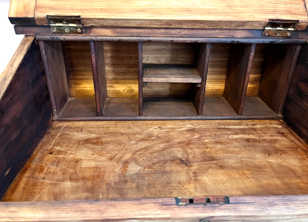 Antique Victorian Wooden Writing Slope Desk with Compartments 67×51×26cm