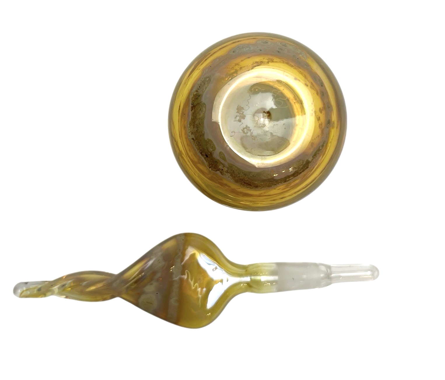 Vintage Amber Art Glass Perfume Bottle with Twisted Flame Stopper Hand Blown