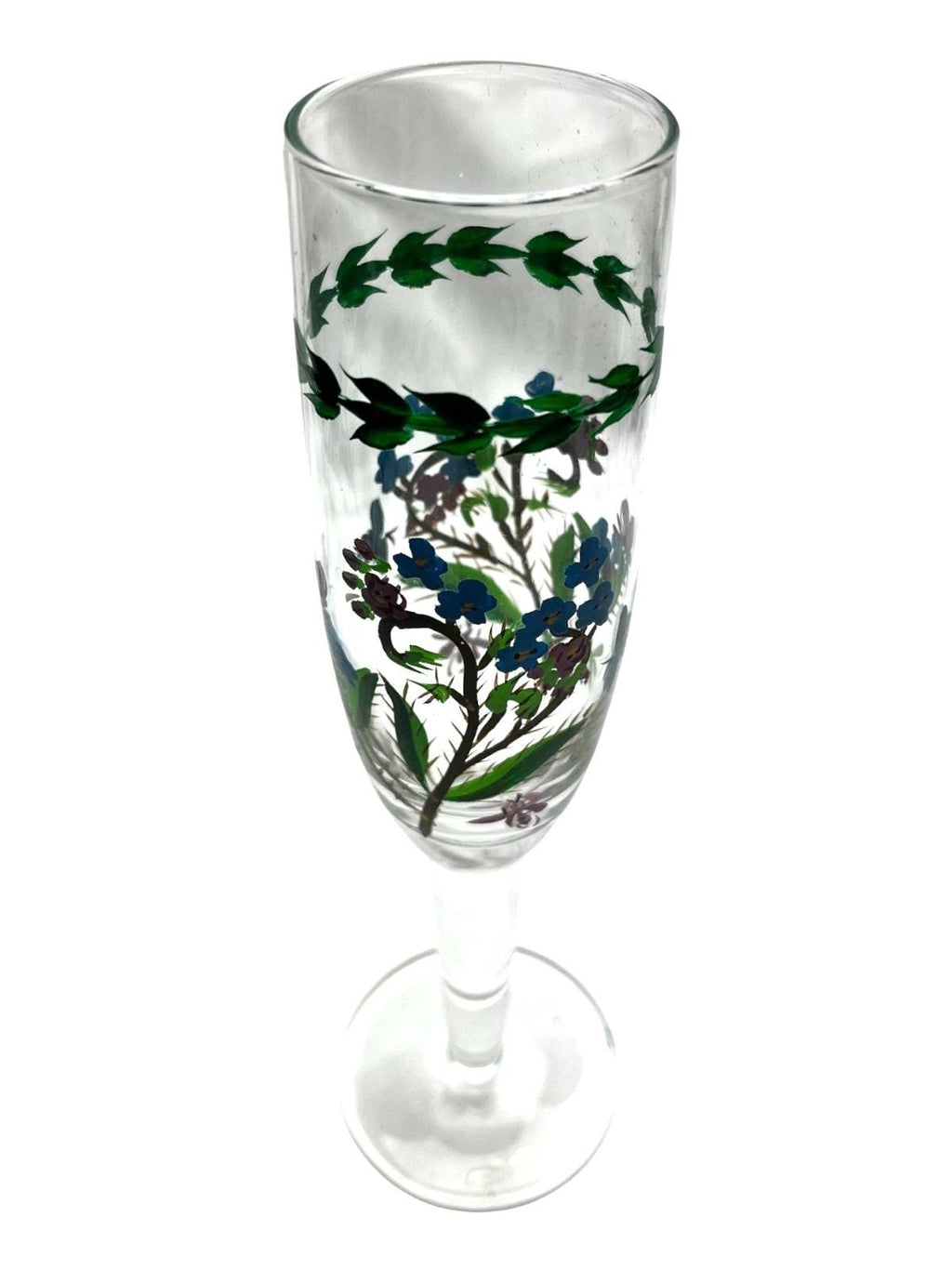 Set of 4 hand‑painted decorative champagne glasses – floral enamel art glassware 22cm. Champagne flutes