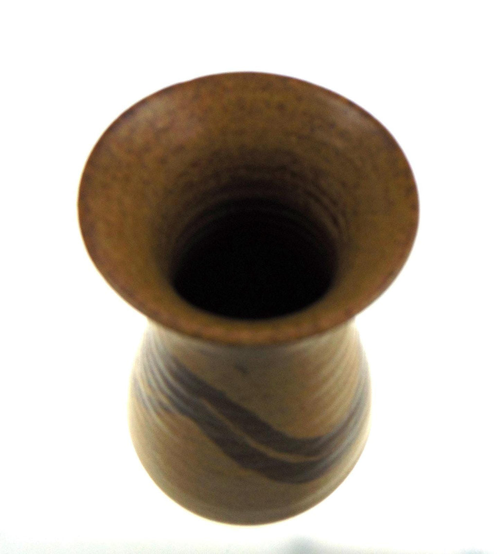 POG Pottery Studio Stoneware Vase, Brushstroke Decor, Signed Mark, 1970s–80s