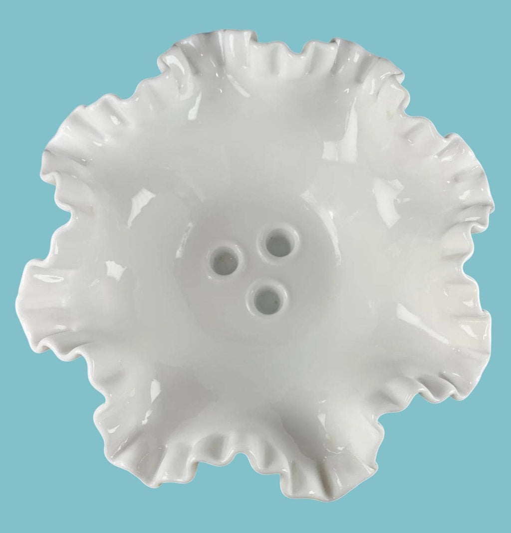 Art Deco Fenton Hobnail Milk Glass Pedestal Bowl Vintage White Vase 20cm