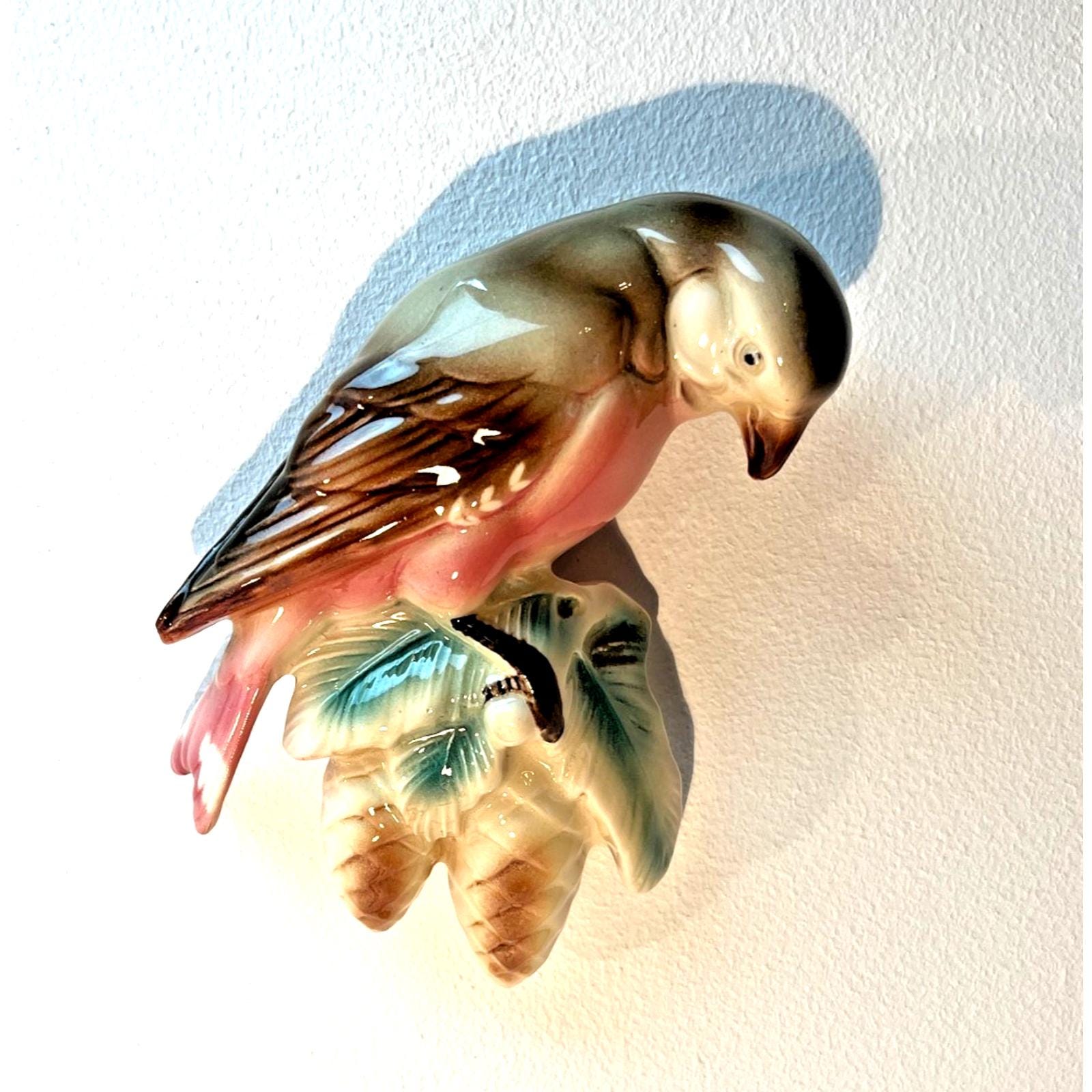 3 Hertwig Katzhütte bird wall plaques – 1930s german porcelain