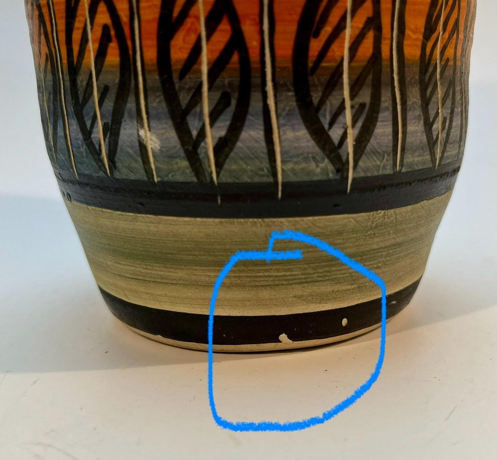 Vintage Langdale Pottery Vase Studio Art Pottery Mid Century Geometric Leaf