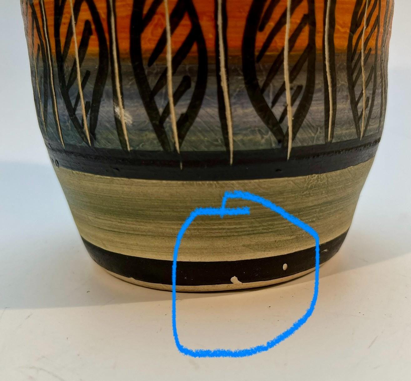 Vintage Langdale Pottery Vase Studio Art Pottery Mid Century Geometric Leaf