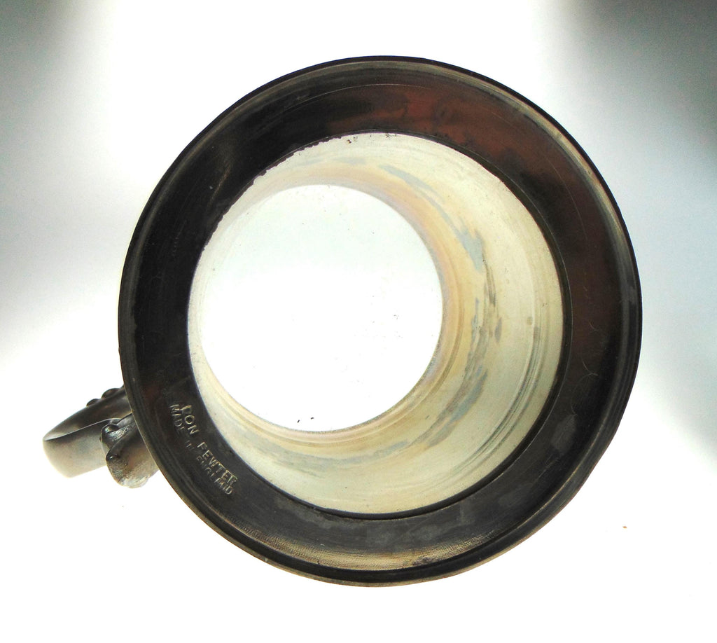 Vintage Tankard with Glass Bottom in English Pewter