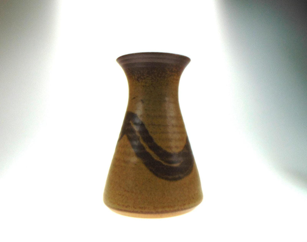 POG Pottery Studio Stoneware Vase, Brushstroke Decor, Signed Mark, 1970s–80s