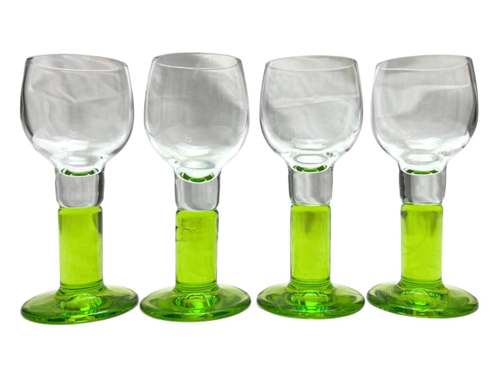 Set of 4 vintage bormioli rocco limoncino stemmed goblets mid century glasses