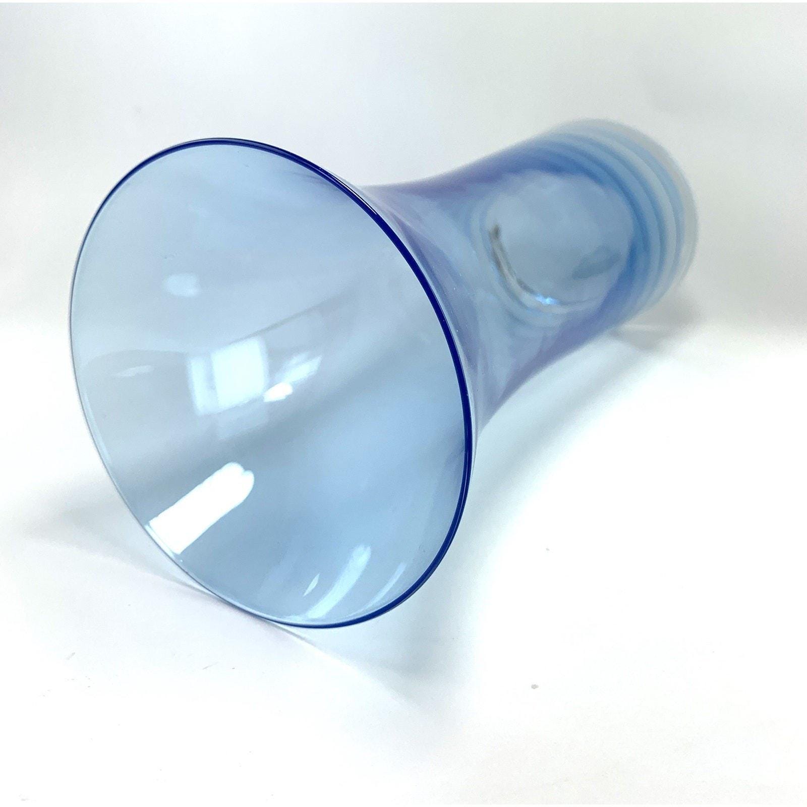 Vintage Bohemia Fontana Crystal Vase: Pale Blue Czech Art Glass