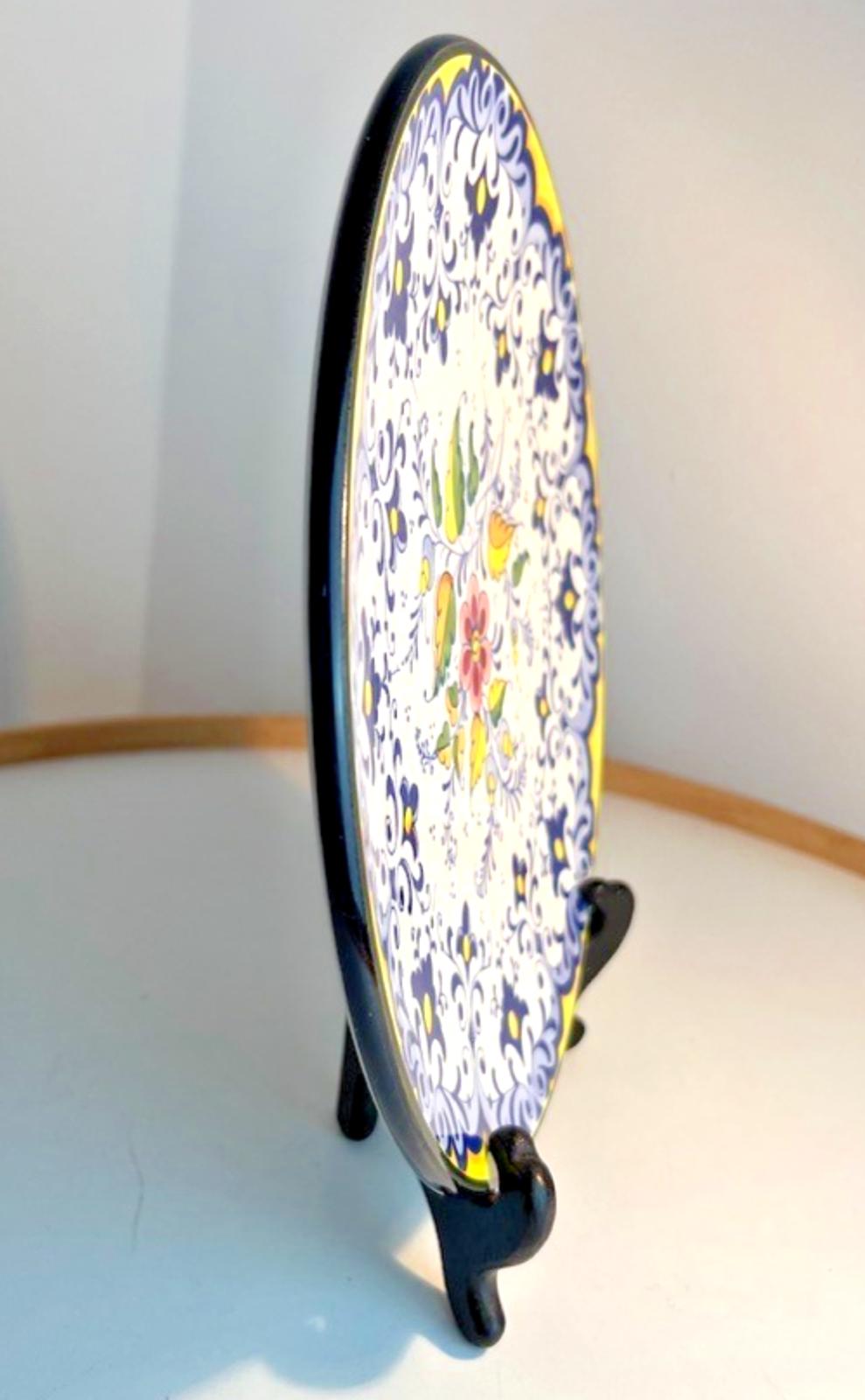 Vintage Hand Painted Spanish Porcelain Art Plate: Wall Display