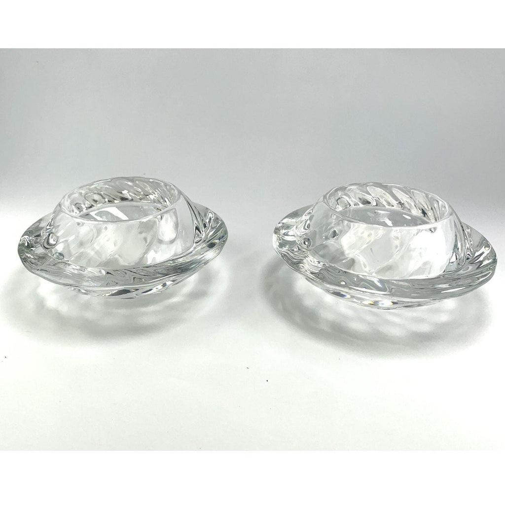 2 Royal Copenhagen Crystal Capriole Tea Light Holders. 10cm Scandinavian Crystal