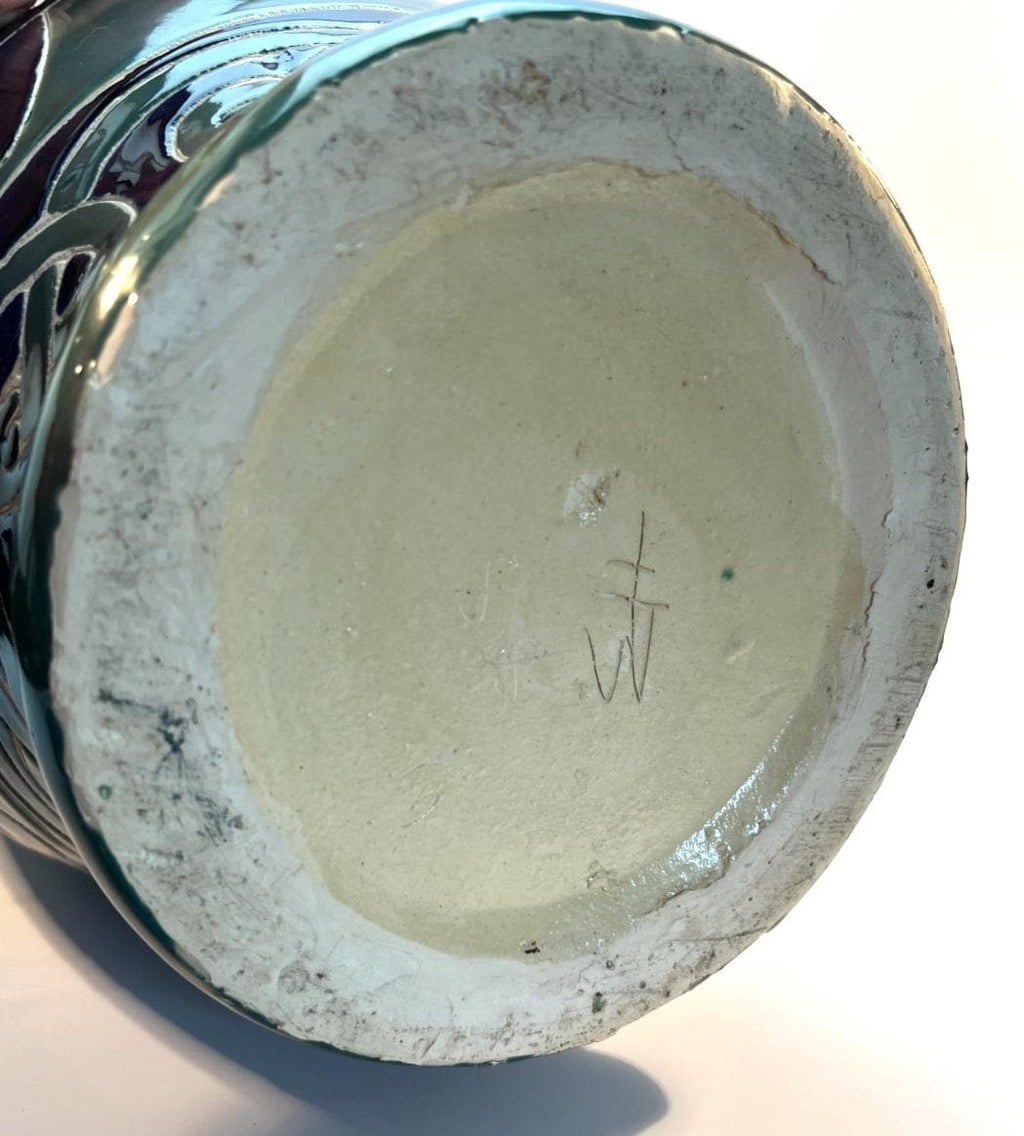 Vintage 52cm Maggie Fisher Celtic pottery vase / urn in floorstanding signed 'MF' Large Floor Vase
