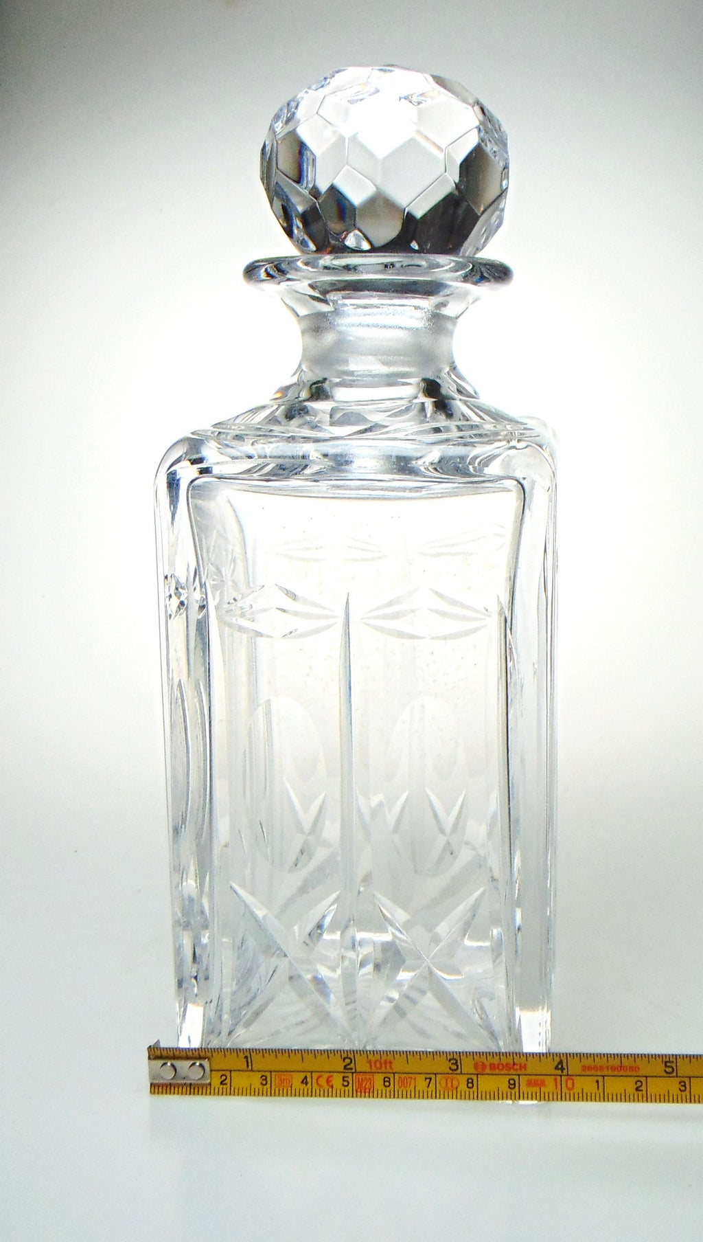 Webb Crystal Decanter: Vintage Square Brandy Whisky Decanter