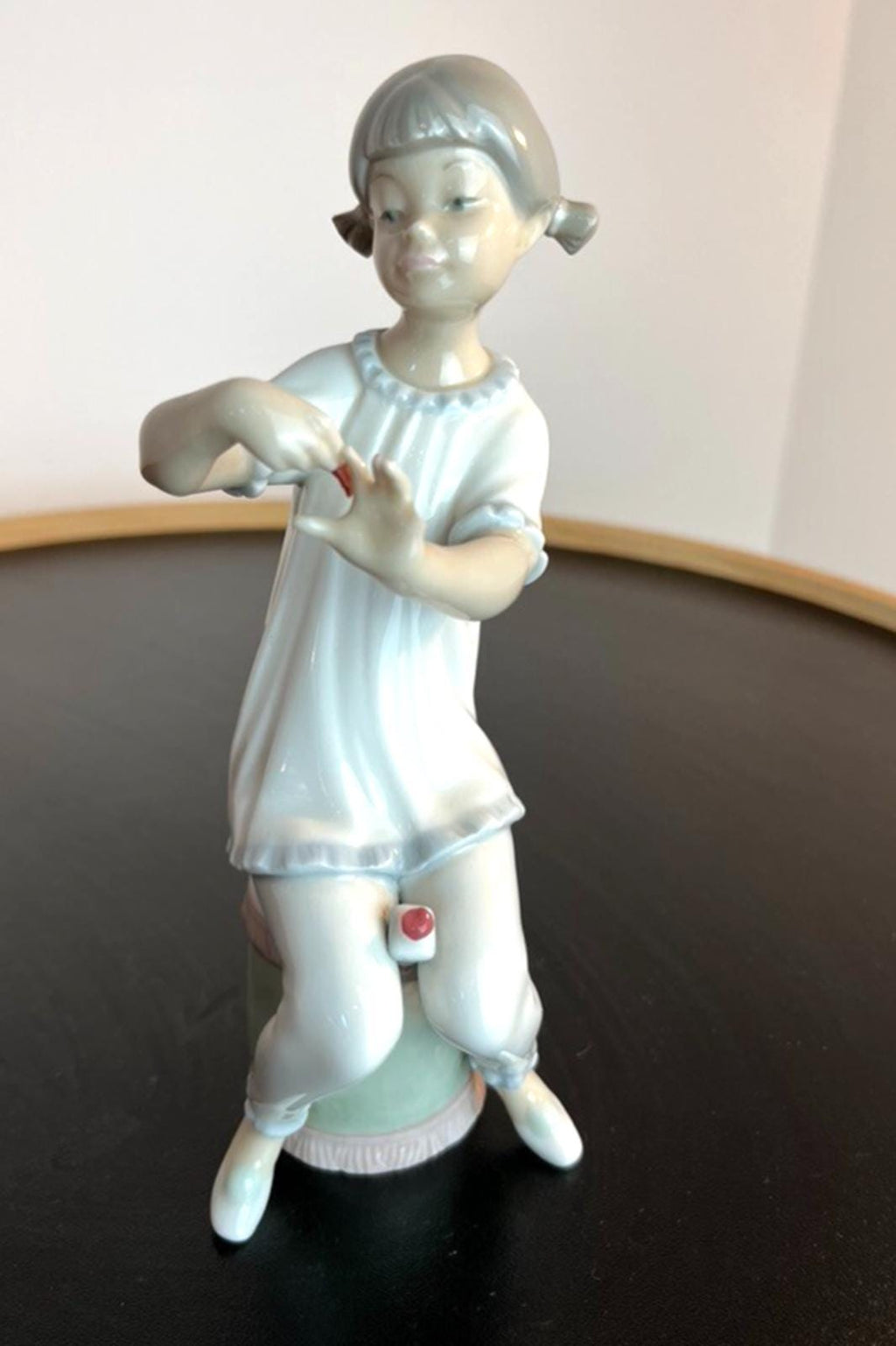Lladro Girl Manicuring in Pyjamas, Number 1082 Nail Polish Porcelain Figurine