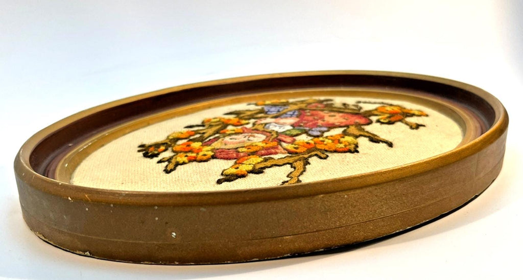 1970s Hummel Embroidery Framed Pictures. Vintage Needlepoint, German Wall Art