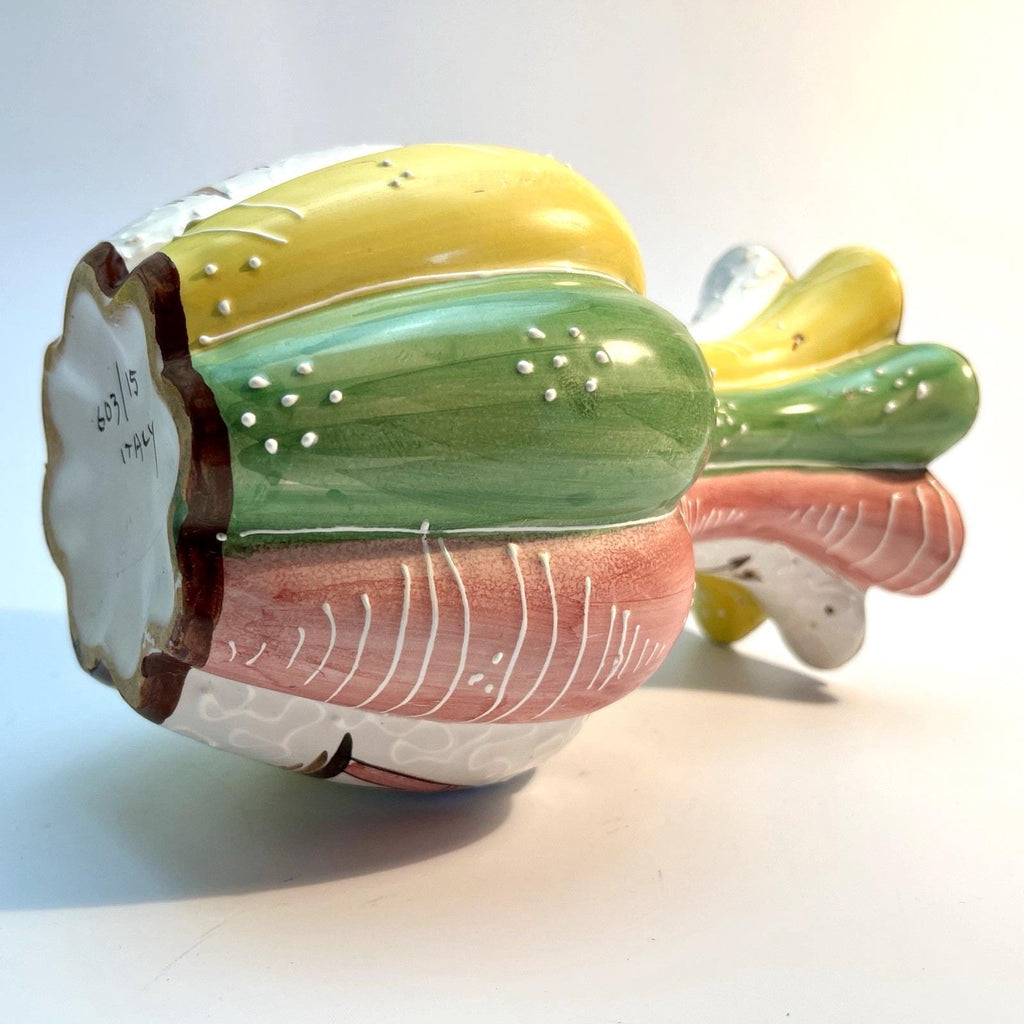 1956 Italian Vase in Ceramic with Camping Scene H16.5cm Mid Century Vintage