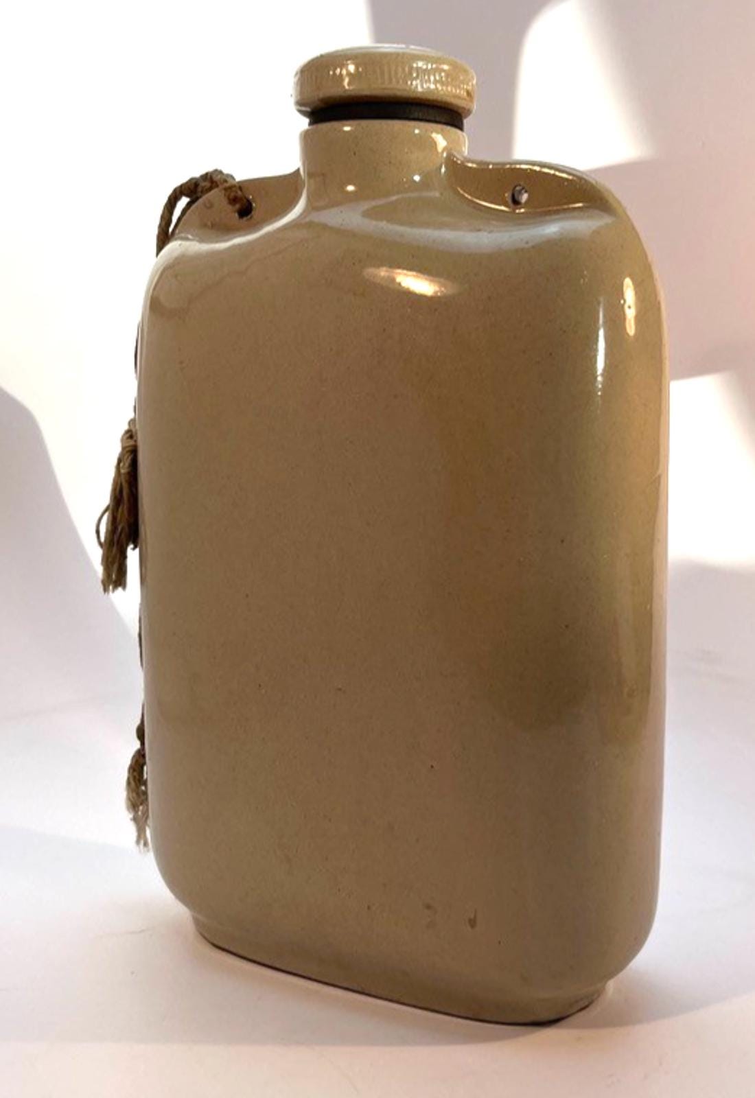1942 Bourne Denby Stoneware Hot Water Bottle: Mid-Century Flask