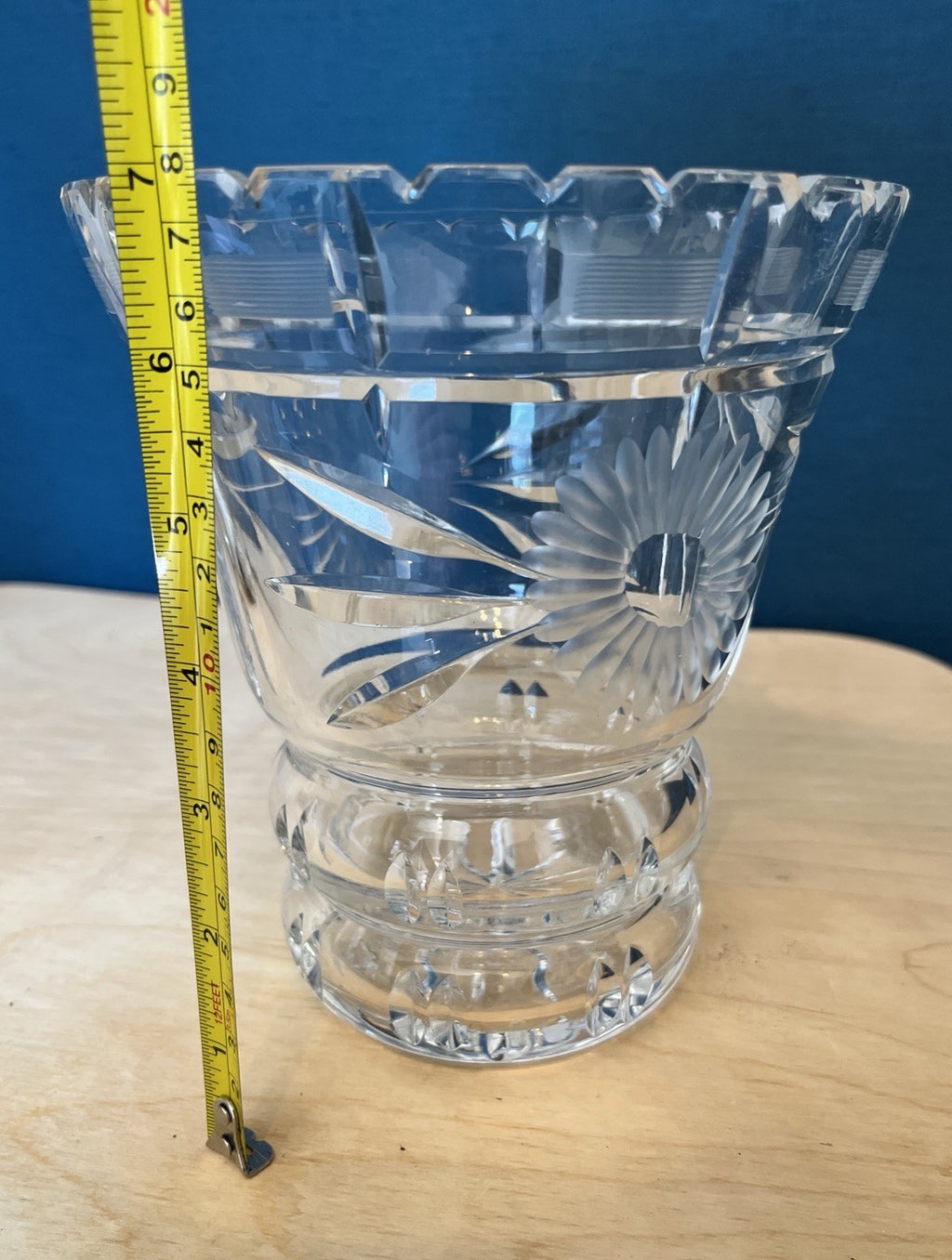 Heavy Cut Crystal Vase Starburst Floral Cut Glass Vase 16cm Crystal Ice Bucket