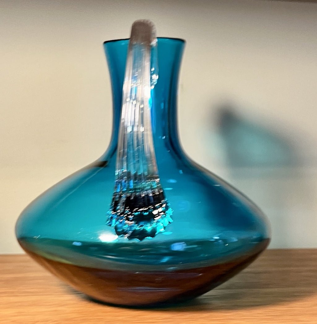 Whitefriars Kingfisher Blue Glass Decanter Jug 16.5cm Vintage Art Glass